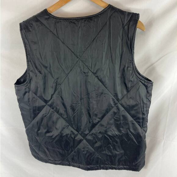 New Socialite S/M Small Medium Solid Black Quilted Oversized Puffer Vest Jacket - Picture 7 of 9